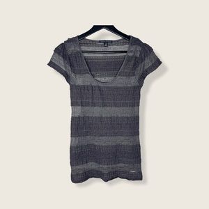 Banana Republic Gray Colorblock Knit Sheer Top